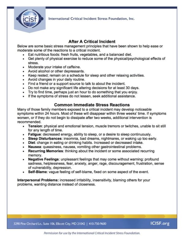 After A Critical Incident