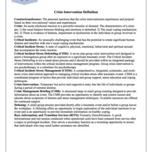 Crisis Intervention Definitions