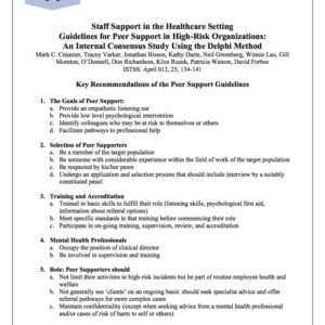 Guidelines for Peer Support in High-Risk Organizations