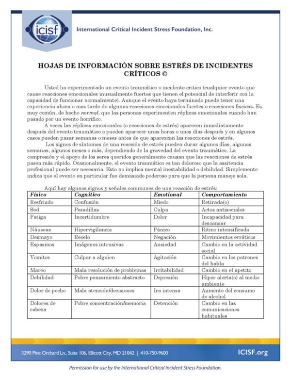 CIS Information Sheet-Spanish