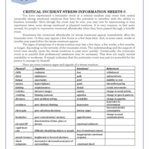 CRITICAL INCIDENT STRESS INFORMATION SHEETS