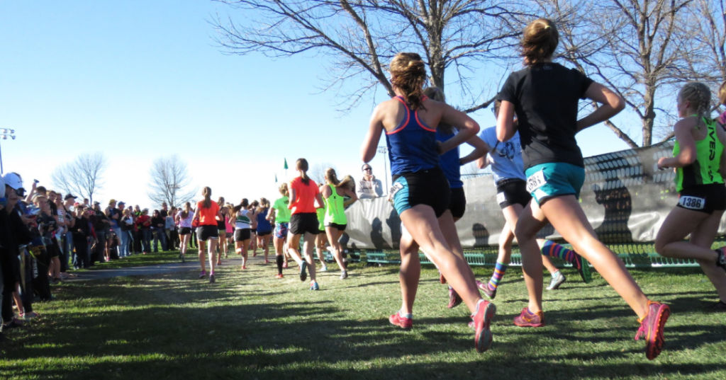 Group of runners in a race outdoors