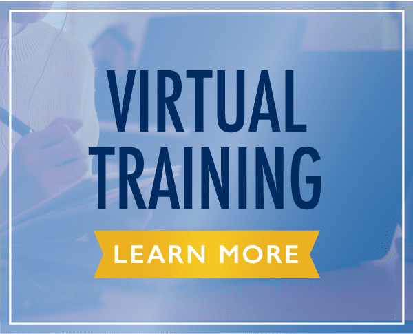 Virtual training advertisement, learn more button.