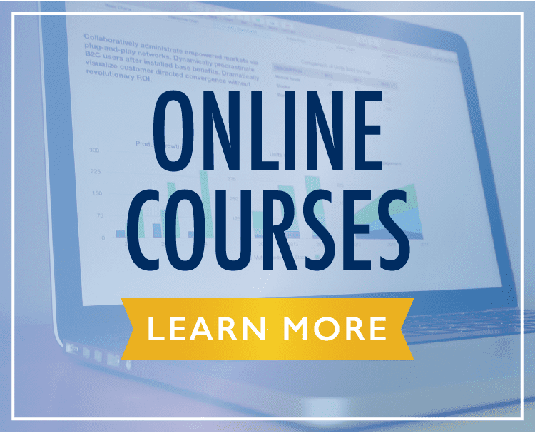 Online courses advertisement on laptop screen