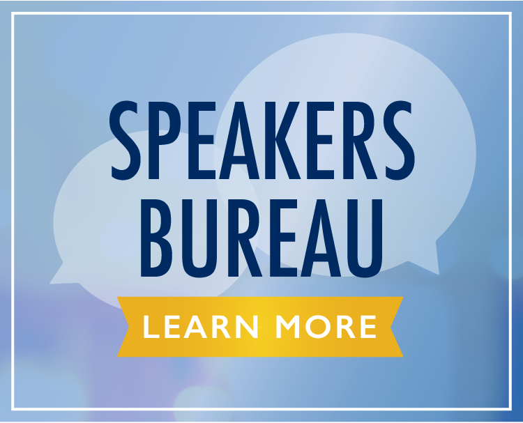 Speakers Bureau information, explore options.